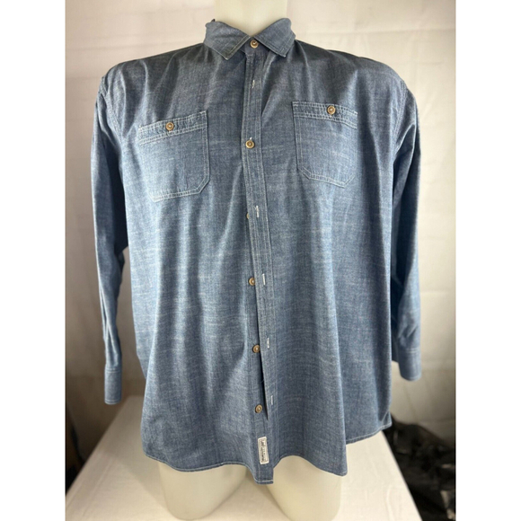 Men's Lee Long Sleeve Cotton Button Up Shirt Size 4XB Blue Casual Streetwear EUC - Picture 1 of 4